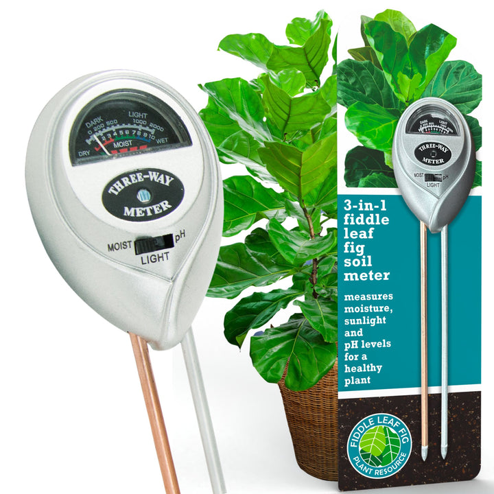 Fiddle Leaf Fig 3-in-1 Soil Meter — Measures Light, Moisture & pH for Optimal Growth | Battery-Free