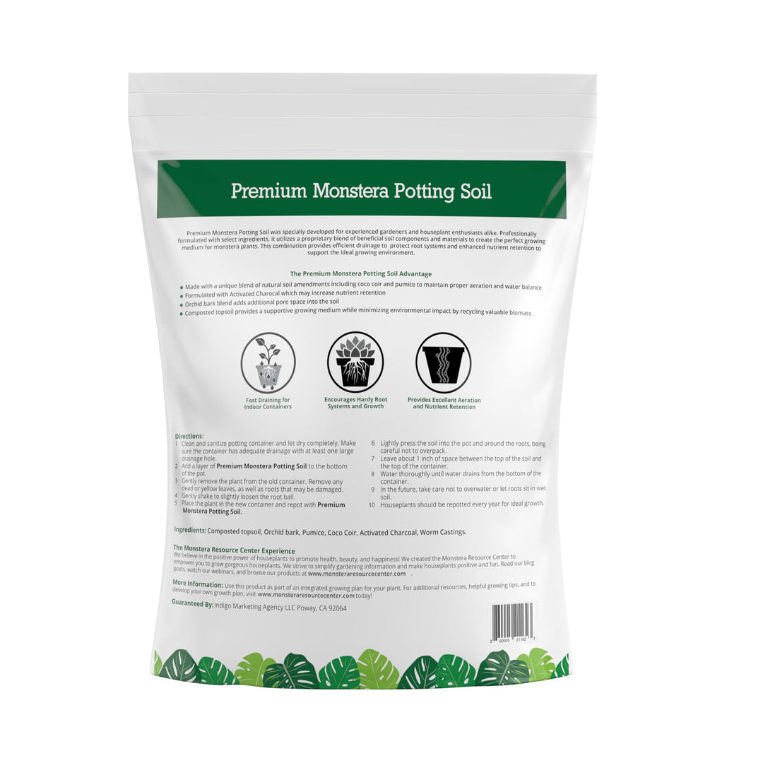 100% Organic Monstera Potting Soil Mix — Nutrient Rich, Well-Draining Living Soil Blend | 8 quarts