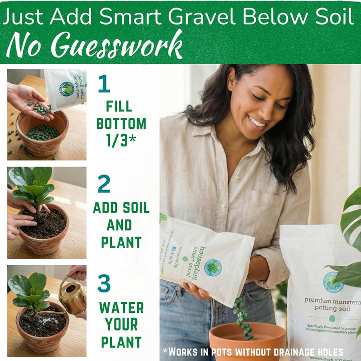 Smart Gravel Drainage Rocks for Potted Plants — Eco-Friendly Overwatering Solution | 2 lbs