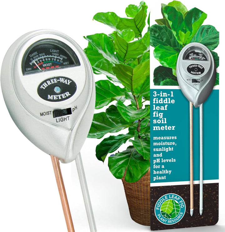 Fiddle Leaf Fig 3-in-1 Soil Meter — Measures Light, Moisture & pH for Optimal Growth | Battery-Free