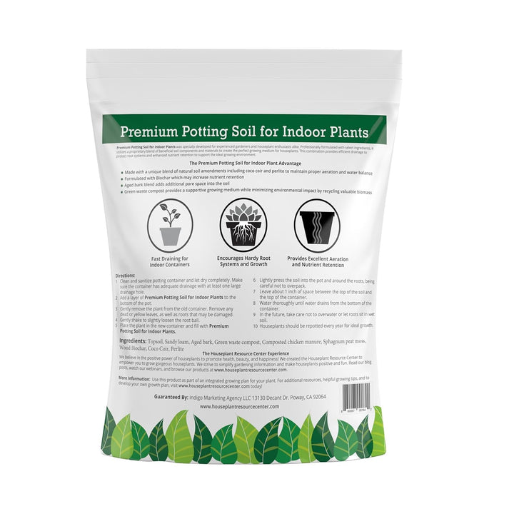 100% Organic Indoor Plant Potting Soil Mix — Nutrient Rich, Well-Draining Living Soil Blend | 8 quarts