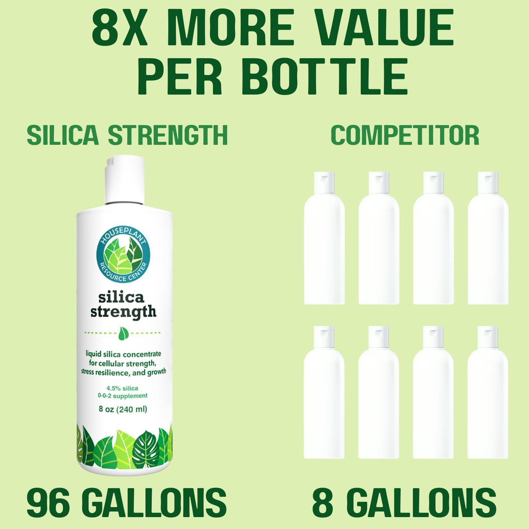 Silica Strength – Liquid Silica Supplement (4.5% Potassium Silicate) for Houseplants | Builds Stronger Stems, Healthier Leaves & Stress Resilience | 8 oz Concentrate Makes 96 Gallons